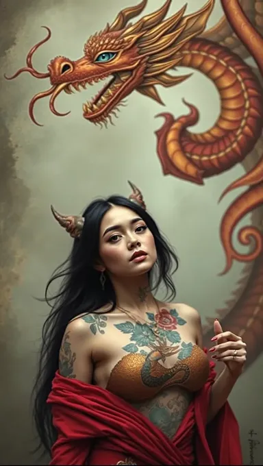  La Chica con Tatuaje de Dragón en su Brazo