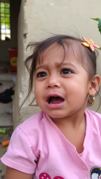  Las lágrimas de una niña lloran como gotas de lluvia lentas