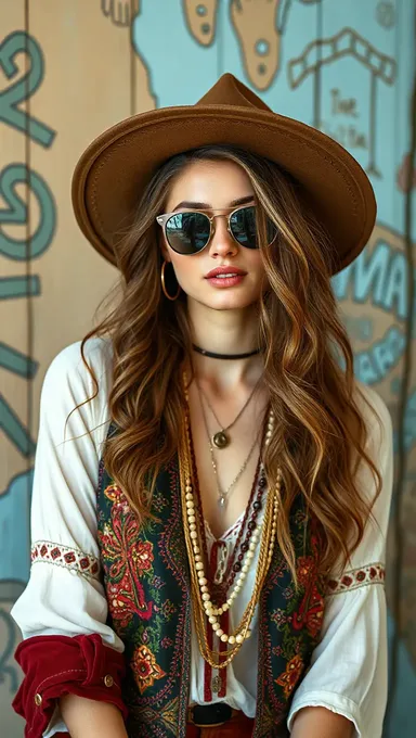  Mujer Bohemian Chic Encarna Elegancia Libre-Albedrío