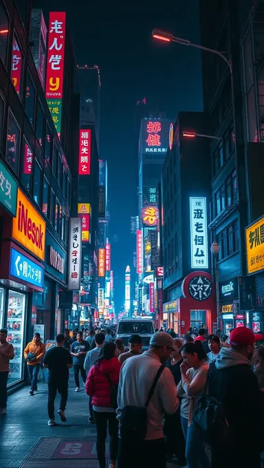 Calle de la ciudad neon con banda sonora de hip-hop rápido