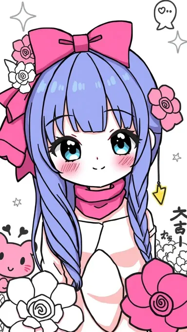 Dibujos Kawaii de Chicas para Divertirse con Colores