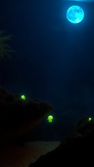 Fondo oceánico bioluminiscente misterioso para tanque de peces