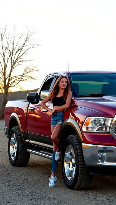 La Chica de Camión Ram Pickup Conduce por Carreteras Rurales