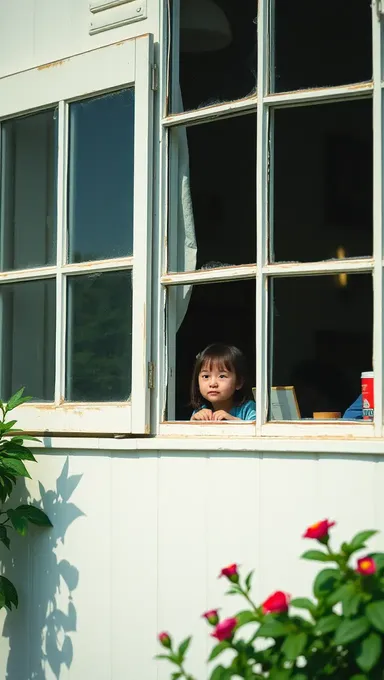 La Chica en la Ventana Mira con Tristeza