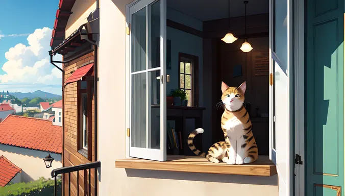 La mirada curiosa de gato en escena de día soleado