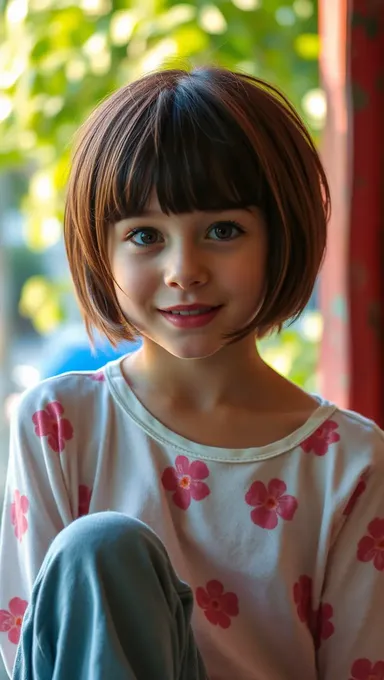 La muchacha con cabello corto tiene estilo único