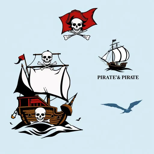 Logos de Piratas Navegan por los Mares Altos para Siempre