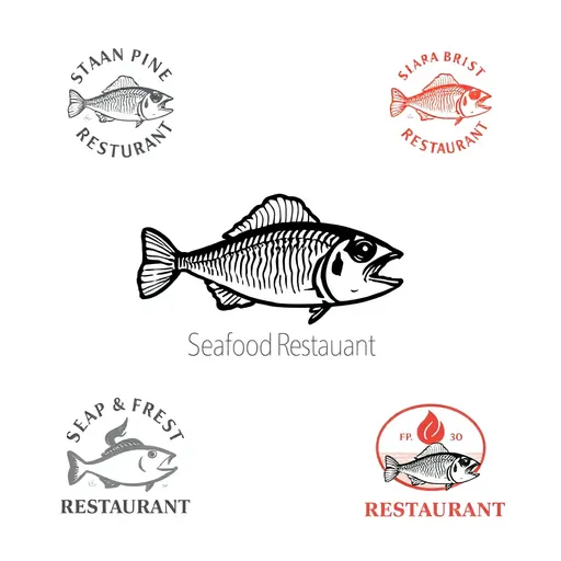 Logos de Restaurante de Mariscos: Mostrando Pescado Fresco