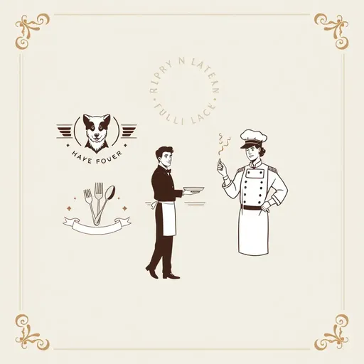 Logos de Waiter: Símbolo Único de la Industria de la Hospitalidad