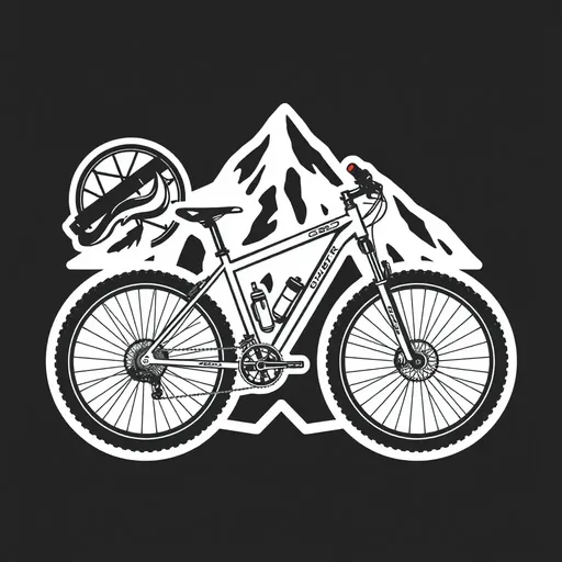 Logos de bicicletas de montaña adornan el terreno montañoso