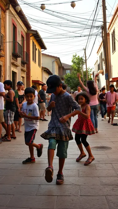 Los niños del barrio se entusiasman con el baile del Gavilán