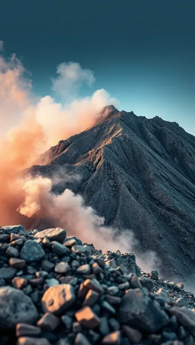 Terreno áspero del volcán Olympus Mons visto de cerca