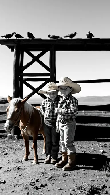 Vaqueros pequeños soñan con montar libremente para siempre