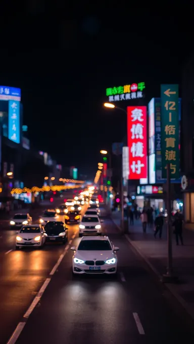 Éclairage étoilé sur rue animée de nuit