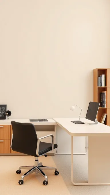 Espace de bureau moderne avec arrière-plan beige et meubles de style