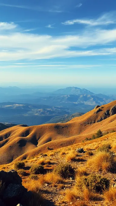 Paysage de terrain rugueux avec vastes collines et montagnes