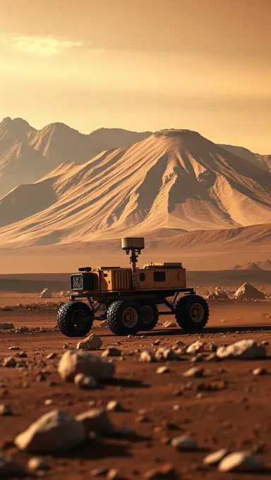 Rover martien sur la surface d'Olympus Mons