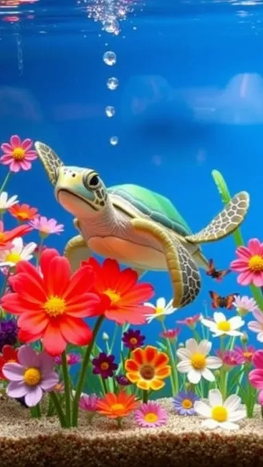 Tortue de mer joyeuse pour aquarium