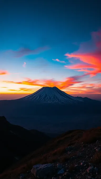 Volcan d'Olympus Mons au coucher du soleil