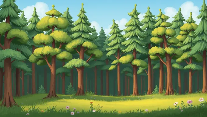 Background Forest Illustration: A Peaceful Atmosphere in the Woods ->  Background Forest Illustration: A Peaceful Atmosphere in the Woods