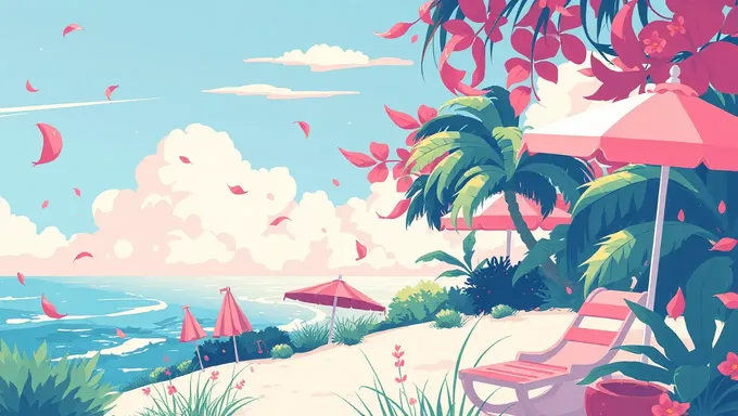 Vibrant Summer Background Illustration Design →  (Shunkan no Natsu no Background Illustration Dezain)