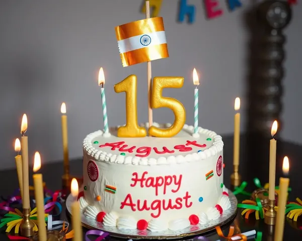 15 August Cake with Golden Indian Flag and Candles