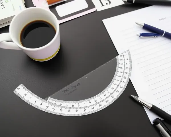 360 Degree Protractor on Desk with Coffee and Pen Nearby