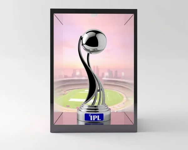 3D IPL Trophy in Glass Case with City Skyline