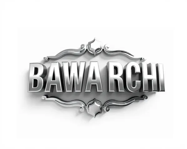 3D Metallic Bawarchi Logo with Reflective Surface PNG