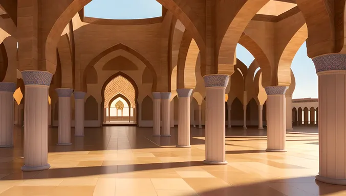 3D Rendering of Masjid Nabawi Interior Decorations