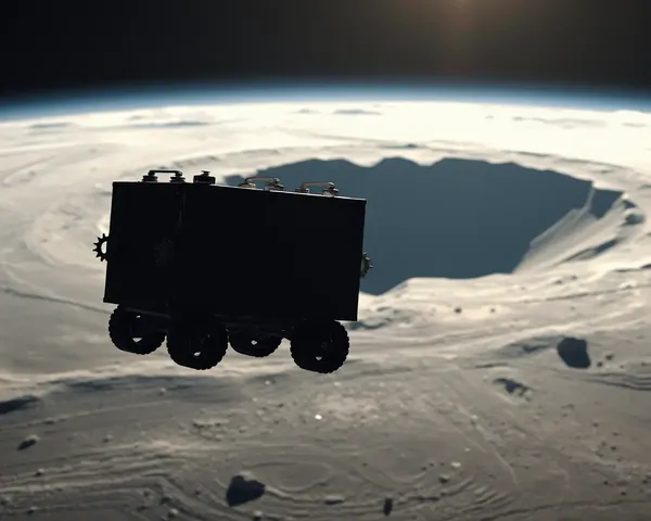 4x4 Spacecraft Lands on Distant Planet with Large Crater