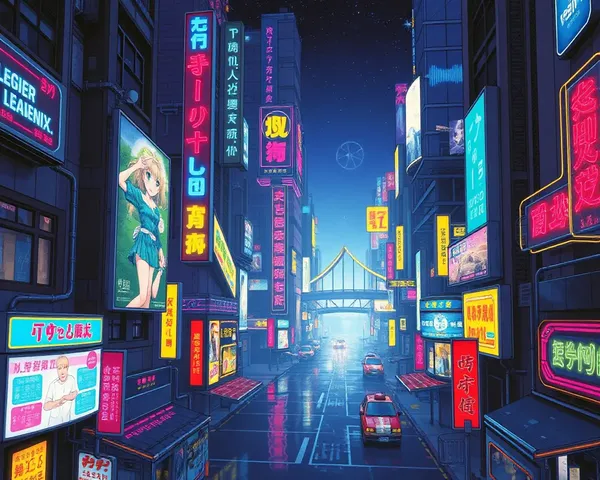 80s-Style Cyberpunk City with Neon Lights and Holographic Advertisements Retro Anime Wallpaper