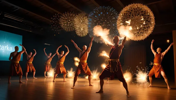 AI Monks in Futuristic Dojo Ritual