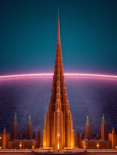 AI Wallpaper HD: Fantastical City with Towering Spires and Lights