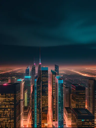 AI Wallpaper HD: Futuristic Cityscape at Night with Neon Lights