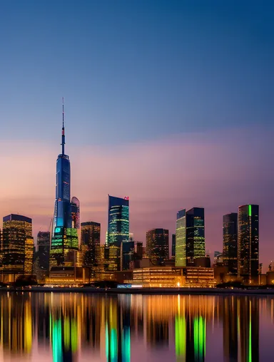 AI Wallpaper HD: Futuristic Cityscape at Sunset with Neon Lights