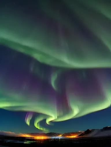 AI Wallpaper HD: Vibrant Aurora Borealis Display in Night Sky