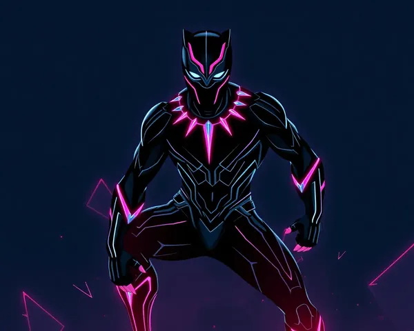 Abstract Black Panther Suit in 4K Neon Wallpaper