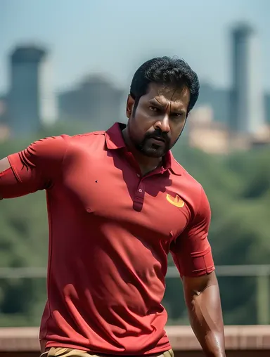 Action Hero Jayasurya: Dramatic Pose Unleashed