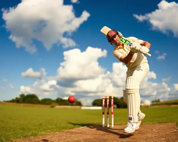 Action Shot of Cricket Player in Flight