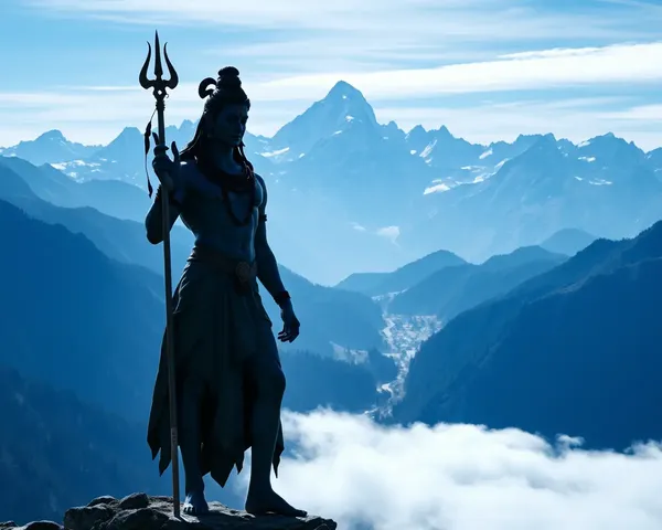 Adiyogi Shiva Standing before Himalayan Backdrop of Divine Connection