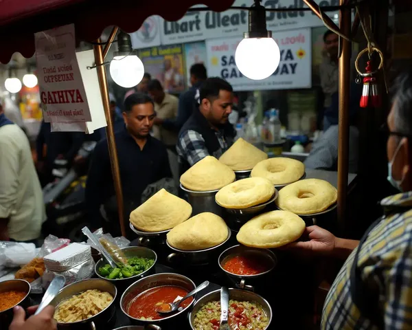 Ahmedabad Street Food Stall Serves Gathiya with Chutneys