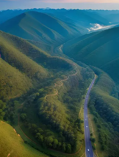 Ahobilam Aerial View: Winding Roads and Golden Landscape