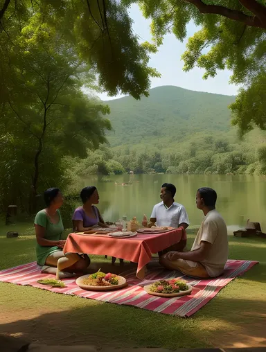 Ahobilam Picnic: Idyllic Scene with Friends and Family Amidst Nature