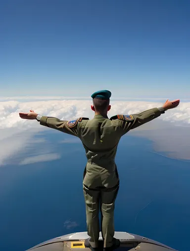 Air Force Boy on Plane Wing with Freedom View