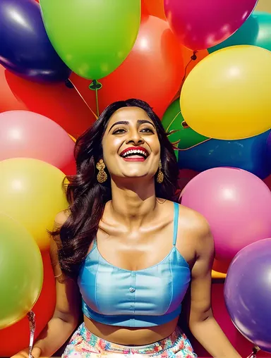 Akshara Gowda's Colorful Pic: Playing with Balloons and Laughing.