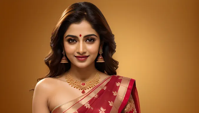 Akshara Ki Pics: Elegant Red Sari Portrait