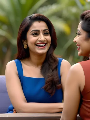 Akshara Singh's Candid Pic: Laughing with Friends on TV Set.