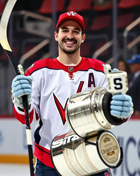 Alex Ovechkin Holds Stanley Cup Trophy in Washington Capitals Jersey