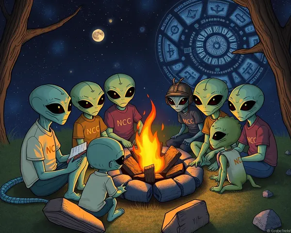Aliens in NCC T-Shirts Sharing Intergalactic Stories